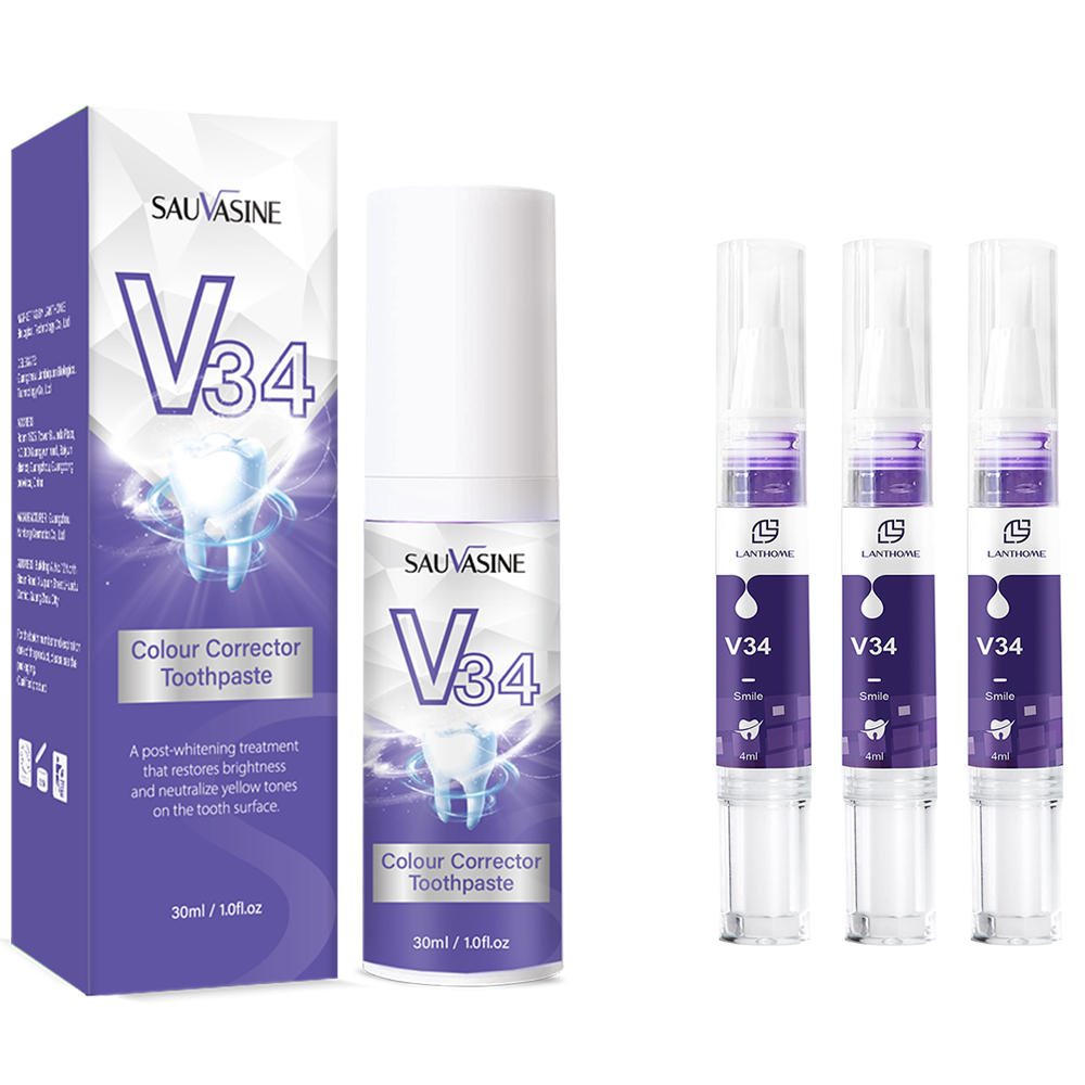 Teeth Whitening Gel Pen - SAUVASINE V34 컬러 코렉터 세럼 치약
