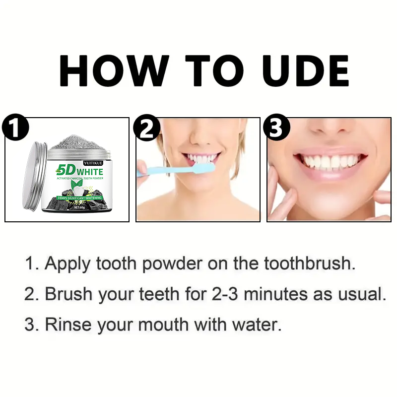YUlTlKUE 5D 화이트 활성탄 치아 파우더 천연  - Teeth Whitening Results 리뷰 및 가격