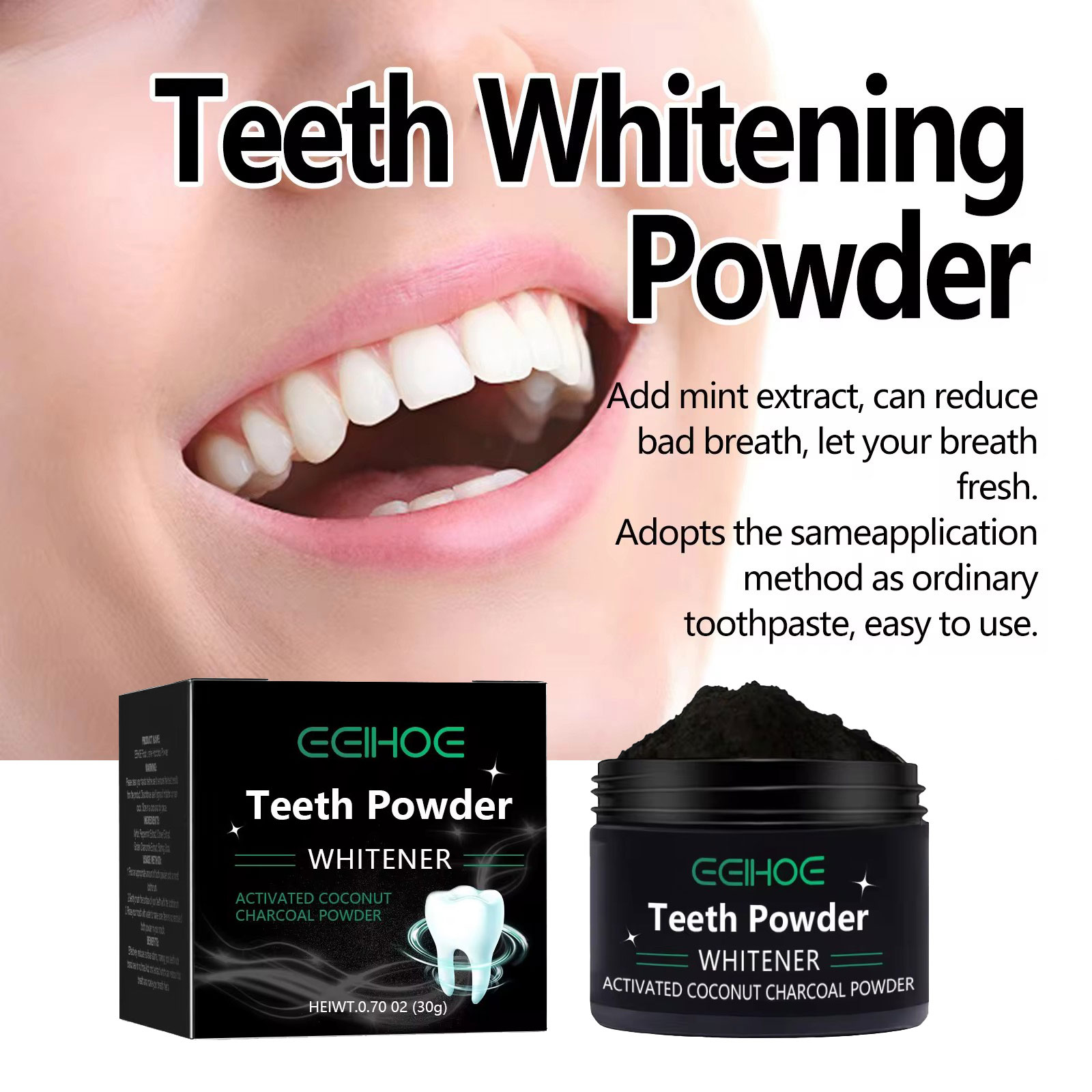 치아 미백 제품을위한 EELHOE 숯 분말 얼룩 제거  - Teeth Whitening Charcoal Powder 리뷰 및 가격