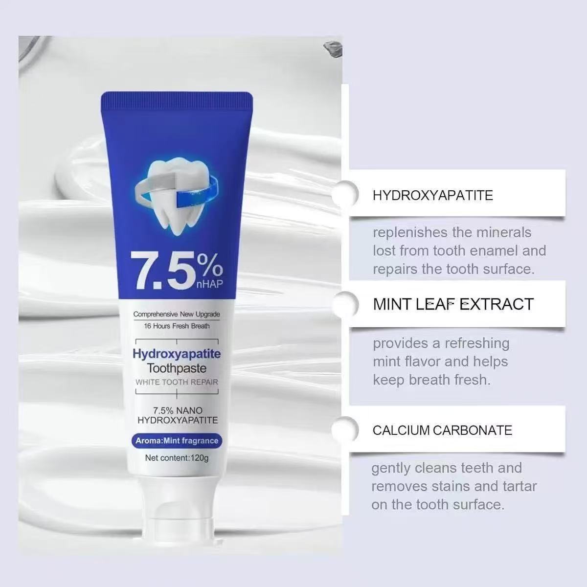 7.5% 나노 하이드록시아파타이트 치약 커피, 차 얼룩 - Hydroxyapatite Toothpaste 리뷰 및 가격
