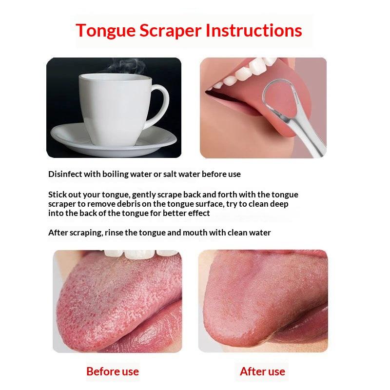 스테인레스 스틸 혀 스크레이퍼 세트 구강 위생을 위한  - Tongue Scraper Metal 리뷰 및 가격