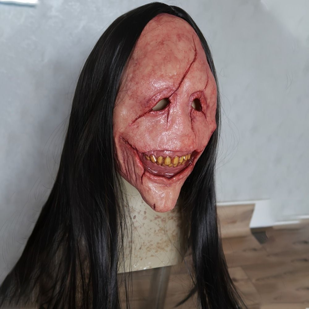 무서운 긴 머리 빨간 얼굴 악마 가면 노출된 이빨 라텍 - Teeth Whitening Mask 리뷰 및 가격