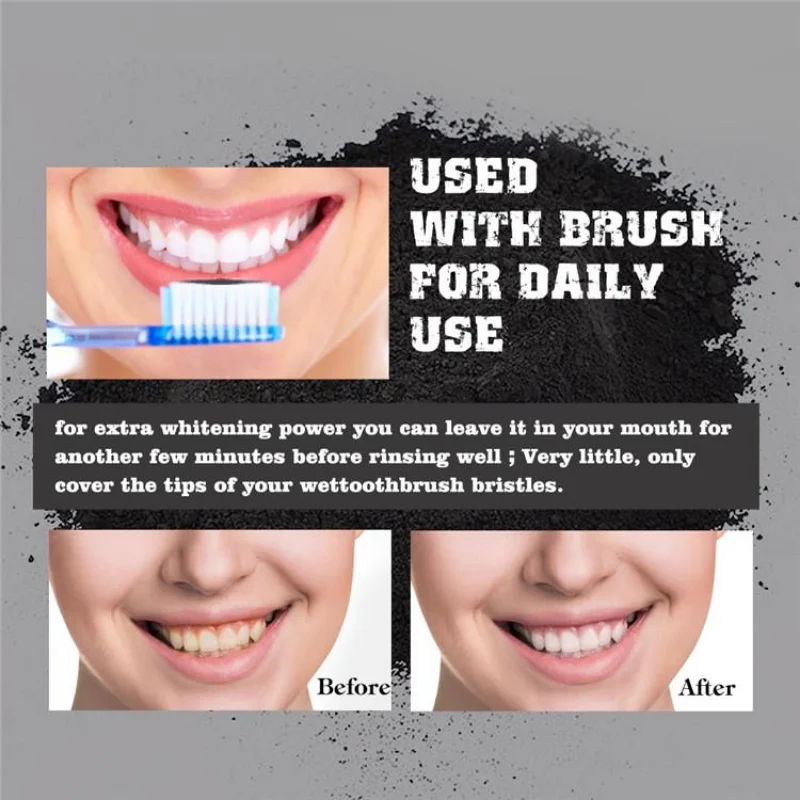 식품 등급 치아 분말 숯 치아 미백 제품 활성탄으로 치 - Teeth Whitening Charcoal Powder 리뷰 및 가격