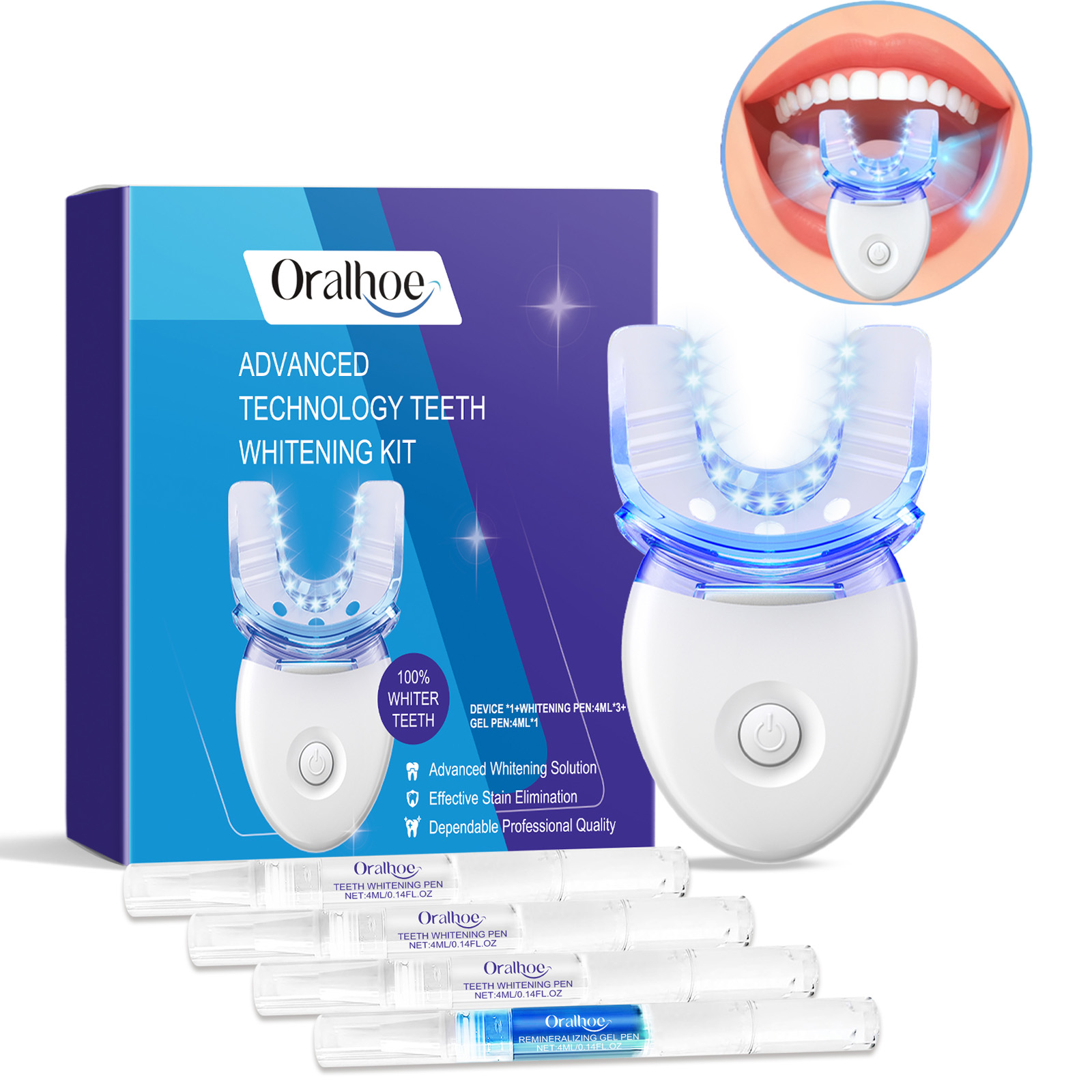 전문 치아 미백 LED 라이트 키트 (4배 미백 젤 포 - Teeth Whitening Results 리뷰 및 가격